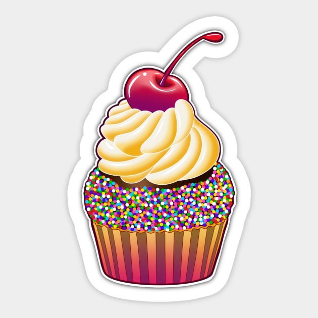 Sprinkle cupcake with Cherry on top Sticker by reginarennart